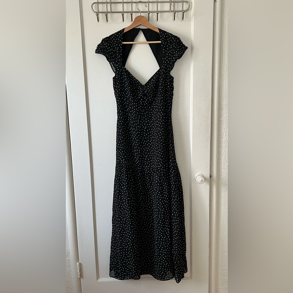 Reformation Myah Dress Black and White Polka Dot